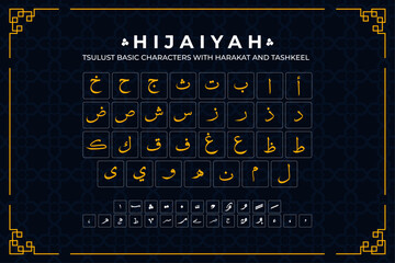 Hijaiyah - Tsuluts Basic Characters With Tashkeel - obrazy, fototapety, plakaty