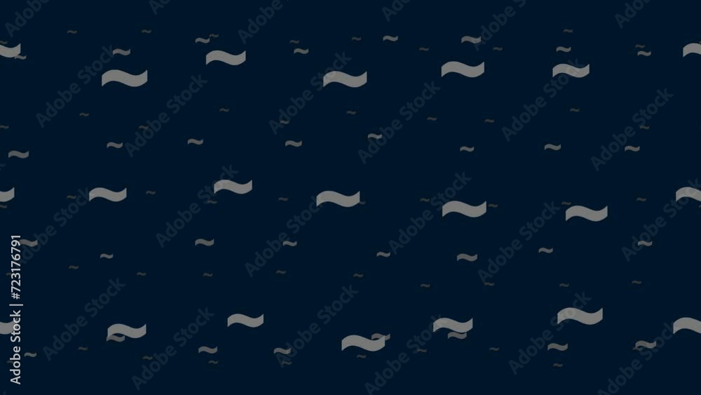 Poster tilde symbols float horizontally from left to right. parallax fly effect. floating symbols are locat