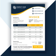 Professional Corporate Business Invoice Template Design, Elegant Business Stationery Design, Tax Form, Payment Bill.