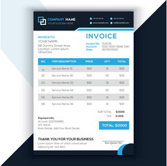 Professional Corporate Business Invoice Template Design, Elegant Business Stationery Design, Tax Form, Payment Bill.