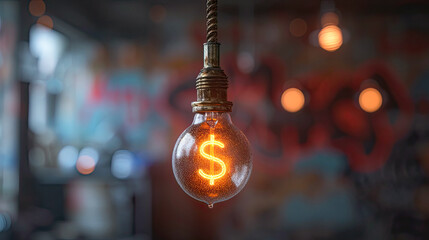 euro dollar icon glow inside light bulb cover photo background for social media post.Generative AI