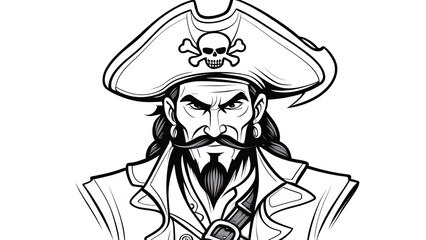 Coloring page of cartoon pirate. Coloring book design for kids and children.