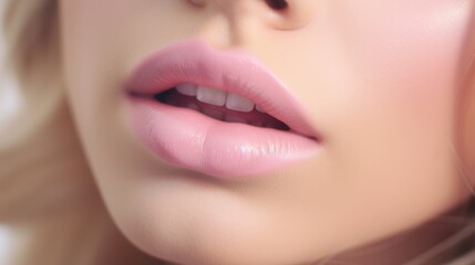 Girl's pink lips close-up