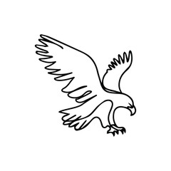 A outline Eagle bird of prey motion flying and world wildlife Day concept vector illustration

