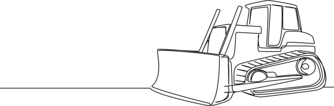 recommend clip art: continuous single line drawing of bulldozer, construction machinery line art vector illustration