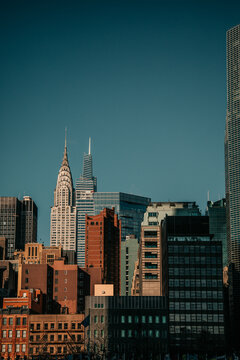 Skyline view to the iconic New York City skyscrapers
