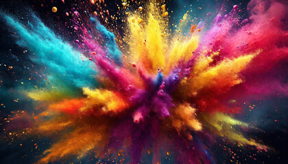 Abstract colorful dust exploding  background. - obrazy, fototapety, plakaty