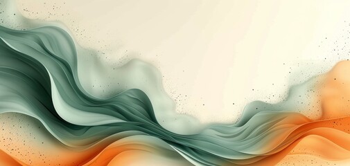 Abstract Creamy Texture with Green  and Orange Accents. - obrazy, fototapety, plakaty