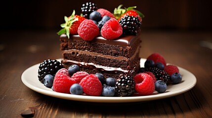 Bursting with Flavor: Mixed Berries atop Decadent Chocolate Cake