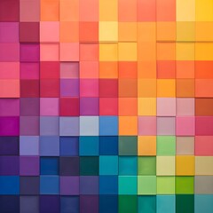A multicolored background with squares of different colors, color field, chromatic, rich color palette, pixel perfect cube wall, AI generative