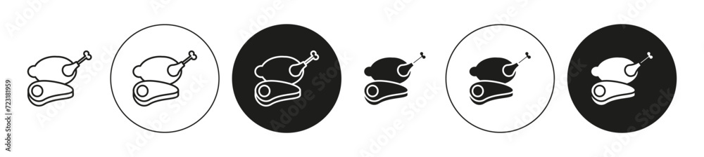 Poster meat isolated on white background set. meat vector line art logo