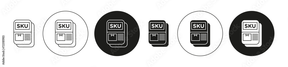 Poster sku description isolated on white background set. sku description vector line art logo