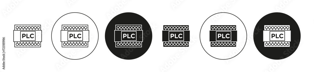 Poster plc isolated on white background set. plc vector line art logo