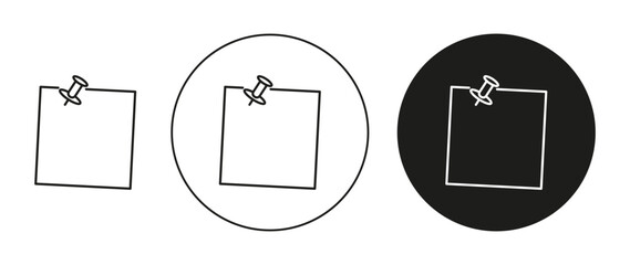 Note paper with pushbutton Isolated on White Background set. Note paper with pushbutton vector line art logo