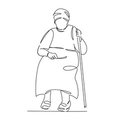 grandma sitting with a stick