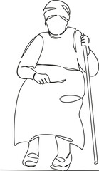 grandma sitting with a stick