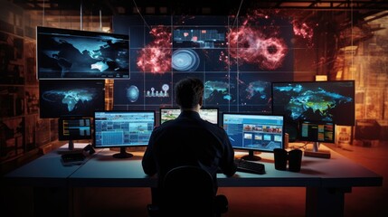 AI Technology of Continuous Threat Exposure Management-CTEM on IT security of business organization. AI generated, copy space for text