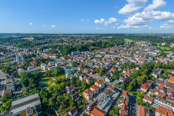 Fototapeta na wymiar Die Hochschulstadt Biberach in der schwäbischen Region Donau-Iller von oben