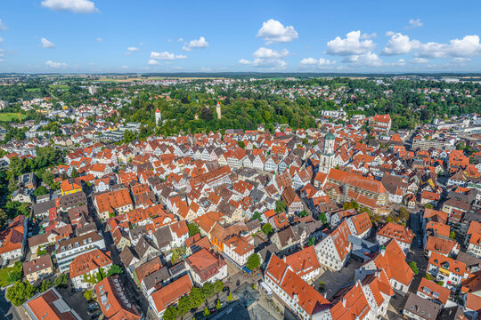 Luftaufnahme der Altstadt von Biberach an der Ri&szlig; in Oberschwaben