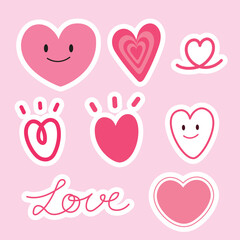 Heart and love handdrawn element sticker for valentine, decoration and illustration