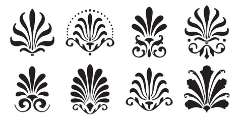 Palmettes elements symbols vector set