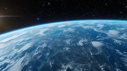 a view of the blue earth in space in