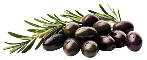 Delicious olives with leaves, cut out - obrazy, fototapety, plakaty
