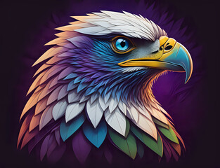 Adler Kopf mit blauen Augen