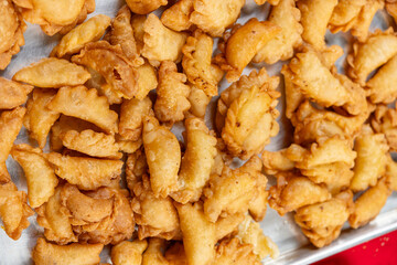 top view fresh made Guangdong-style crispy pastry dumplings for Chinese New Year