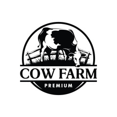 Vintage Cattle logo design. Angus Beef logo inspiration vector © winner creative