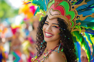 Obraz premium Brazilian samba dancer, carnival in rio de janeiro. 