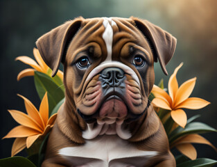 Obraz premium braun weißer Bulldoggen Welpe