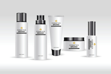 skin care cosmetics large and small size angled right with logo 3d rendering