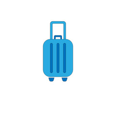 Vector illustration of a suitcase on rollers with a pull-out handle