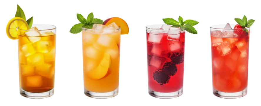 Summer ice tea and lemonade on a transparent background