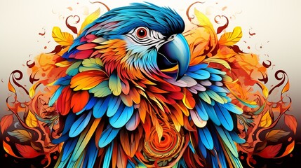 Colorful macaw bird zentangle arts, isolated on white background - obrazy, fototapety, plakaty