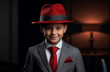 Dapper Young Gentleman in Suit and Red Fedora
