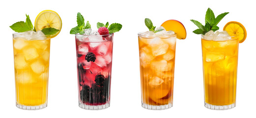 Summer cocktails and lemonade on a transparent background
