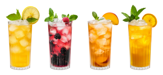 Summer cocktails and lemonade on a transparent background