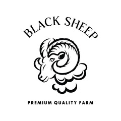 Black Sheep logo design. Sheep Head Logo Illustration Vector