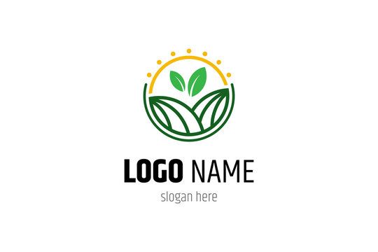 Farm logo icon design template flat vector