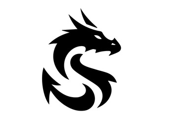dragon tattoo design, dragon tattoo design, Black Flat Dragon Vector Logo,  Minimalist Black Dragon Logo, Flat Dragon Illustration   Isolated on a editable vector file
