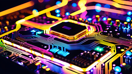 generative AI processor computer hardware with modern electrical pathways	