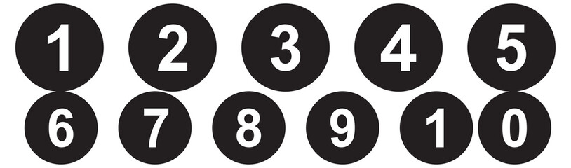Set of numbers . Number circles set 0 to 9 . Set of Round 0-9 numbers icon for education . Vector illustration