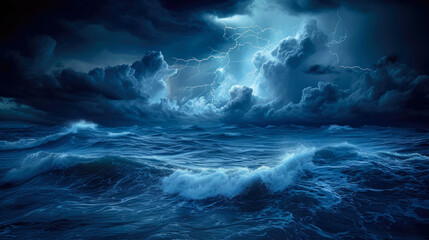Roaring Fury: Cyclone Chaos at Sea - obrazy, fototapety, plakaty