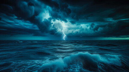 Fototapeta na wymiar Stormy Nightmares: Dark Seas in Cyclonic Turmoil