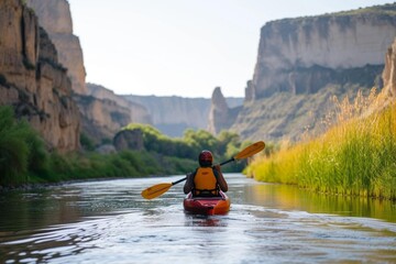 Scenic kayaking journey through serene river canyons and wildlife