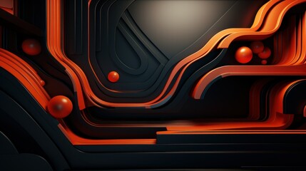 Abstract Swirling 3D Layers Design. An intricate 3D rendering of swirling layers and curves in a harmonious blend of orange and grey tones, suggesting movement and depth