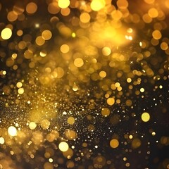 Fototapeta na wymiar Glistening golden particles and sprinkles embody the festive spirit of Christmas and New Year's, creating an atmospheric celebration with shiny lights and opulent decorations.