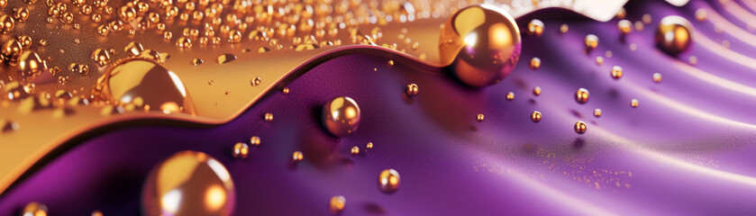 Purple Gold 3d Abstract Background Banner. Colorful Wallpaper Texture
